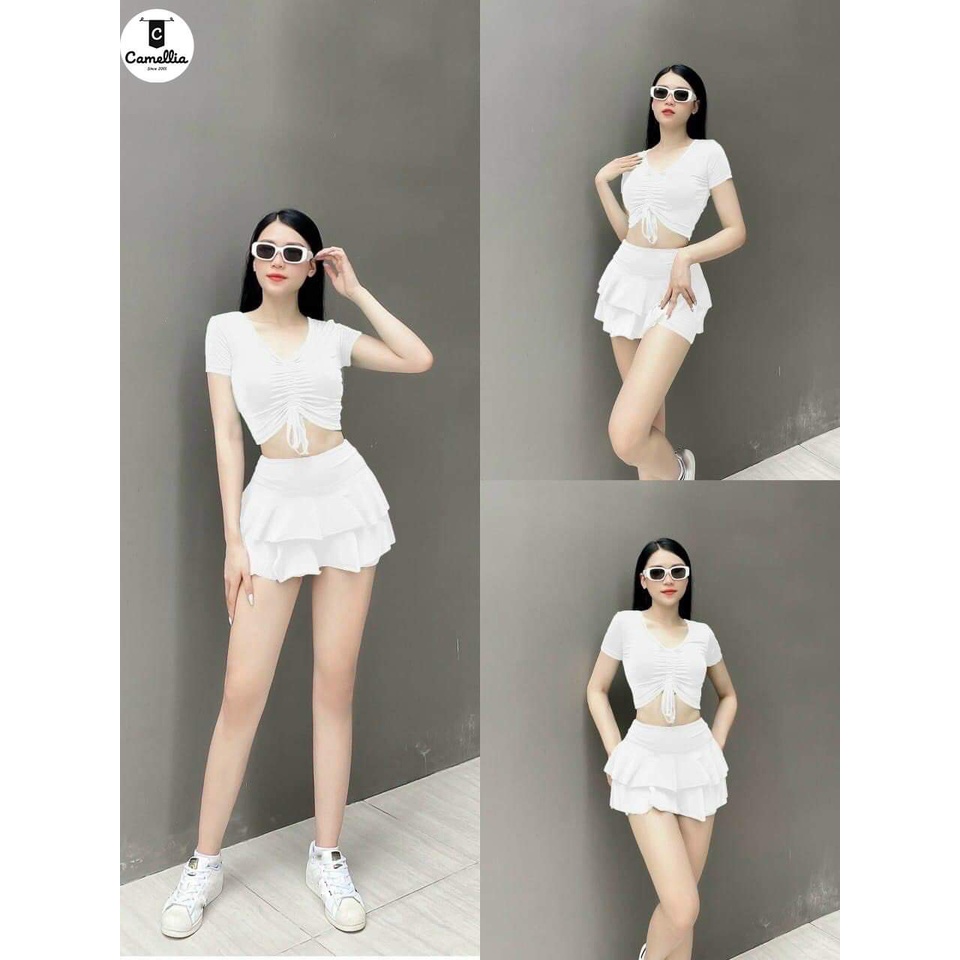 BIKINI ĐỒ BƠI ĐI BIỂN ÁO RÚT NGỰC CHÂN VÁY 2 TẦNG MẪU MỚI ODERI 009