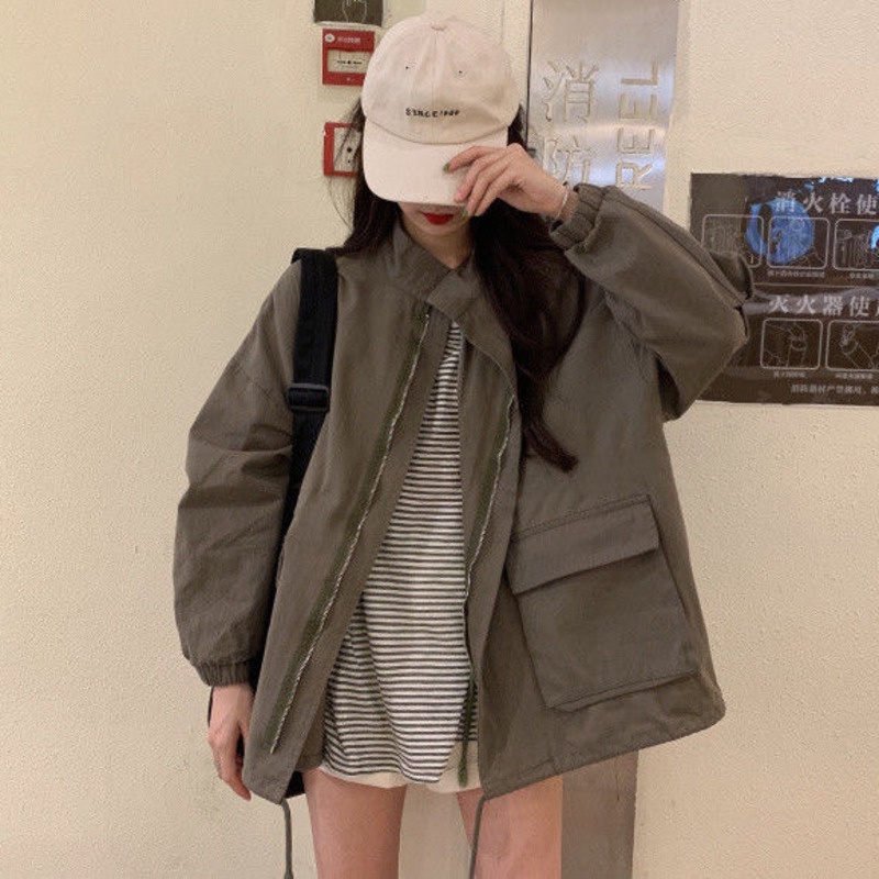 Áo Khoác Bóng Chày Tay Dài Phong Cách Hàn Quốc Cho Nữ