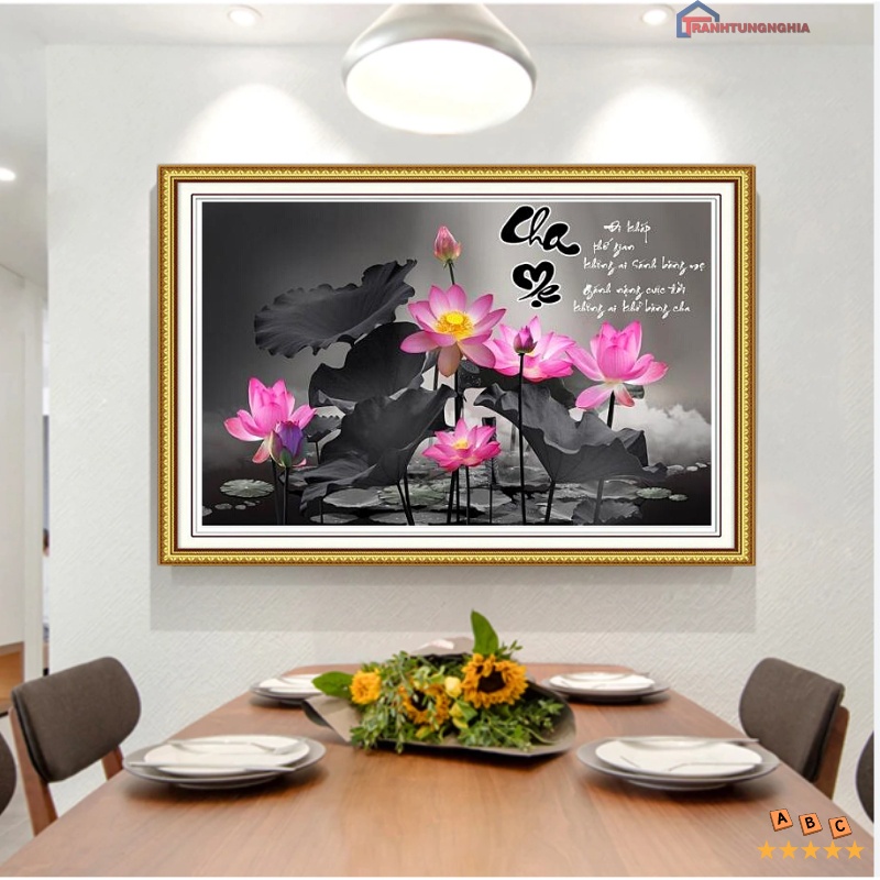 Tranh đính đá, tranh thêu chữ thập cha mẹ