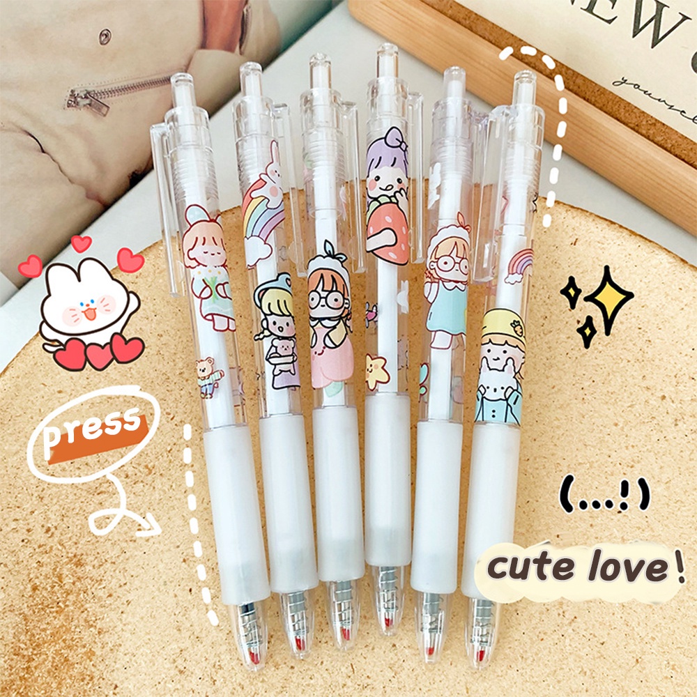 Bút Mực Trong Suốt Ngòi 0.5mm Họa Tiết Hoạt Hình Gấu Ngẫu Nhiên Chống Trượt Thoải Mái Cho Nữ