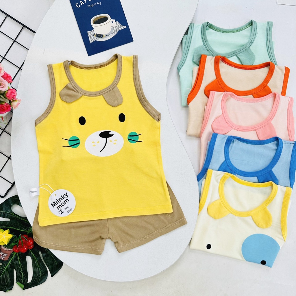 Bộ Ba Lỗ Bé Trai, Bé Gái Thun Lanh In Hình Đáng Yêu Từ Sơ Sinh đến 14kg - JKIDS