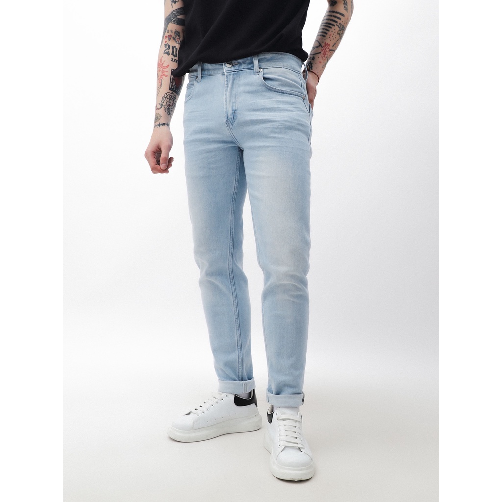 Quần jean nam, quần bò nam cao cấp slimfit LC xanh sáng 230211 foxxmen