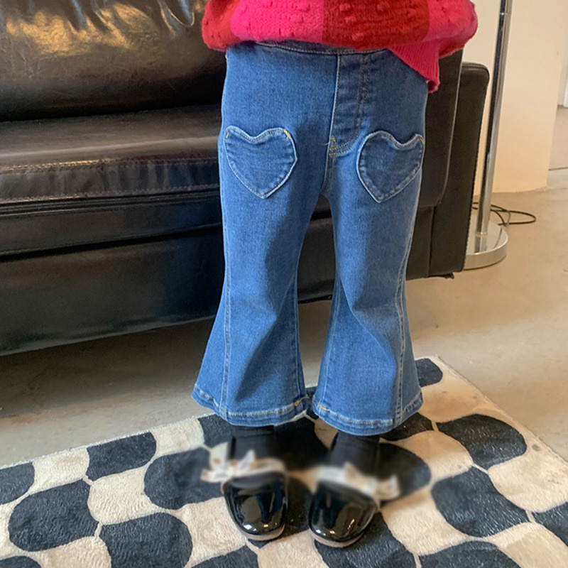 Quần jeans Ống Loe Co Giãn Phong Cách Hàn Quốc Thời Trang Xuân Thu Cho Bé Gái