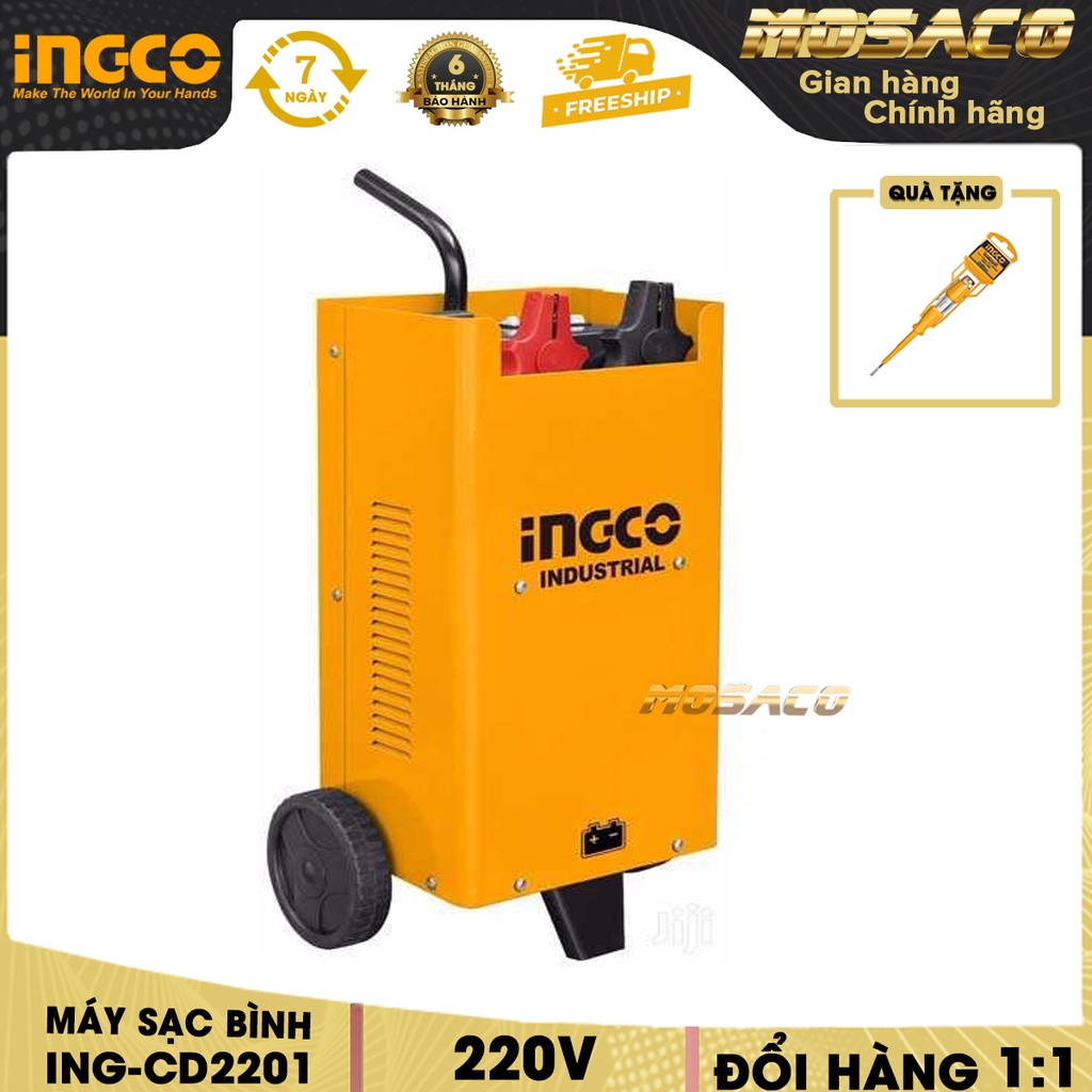 Máy sạc bình INGCO TBC2201 220V. Thiết bị sạc ắc qui Tần suất 50/60Hz điện áp sạc 12V/24V -MOSACO