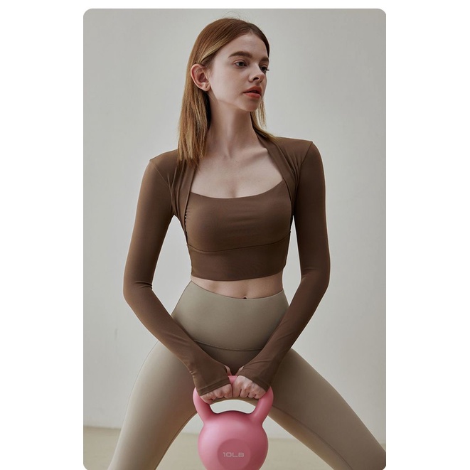 Fit.her Áo Thun Thể Thao Tay Dài Dáng Ôm Có Mút Ngực Phong Cách Mùa Xuân Tập Yoga Pilates Cho Nữ