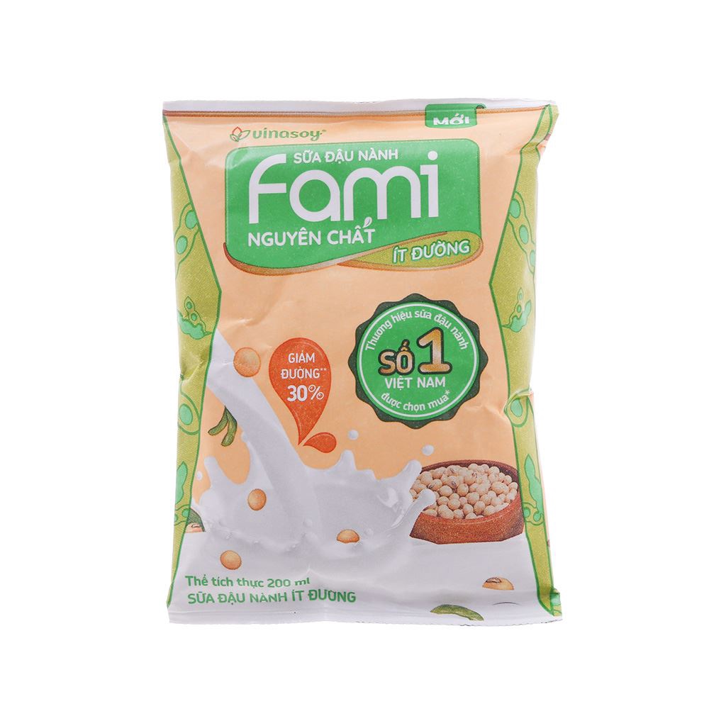 Sữa đậu nành nguyên chất ít đường Fami 200ml