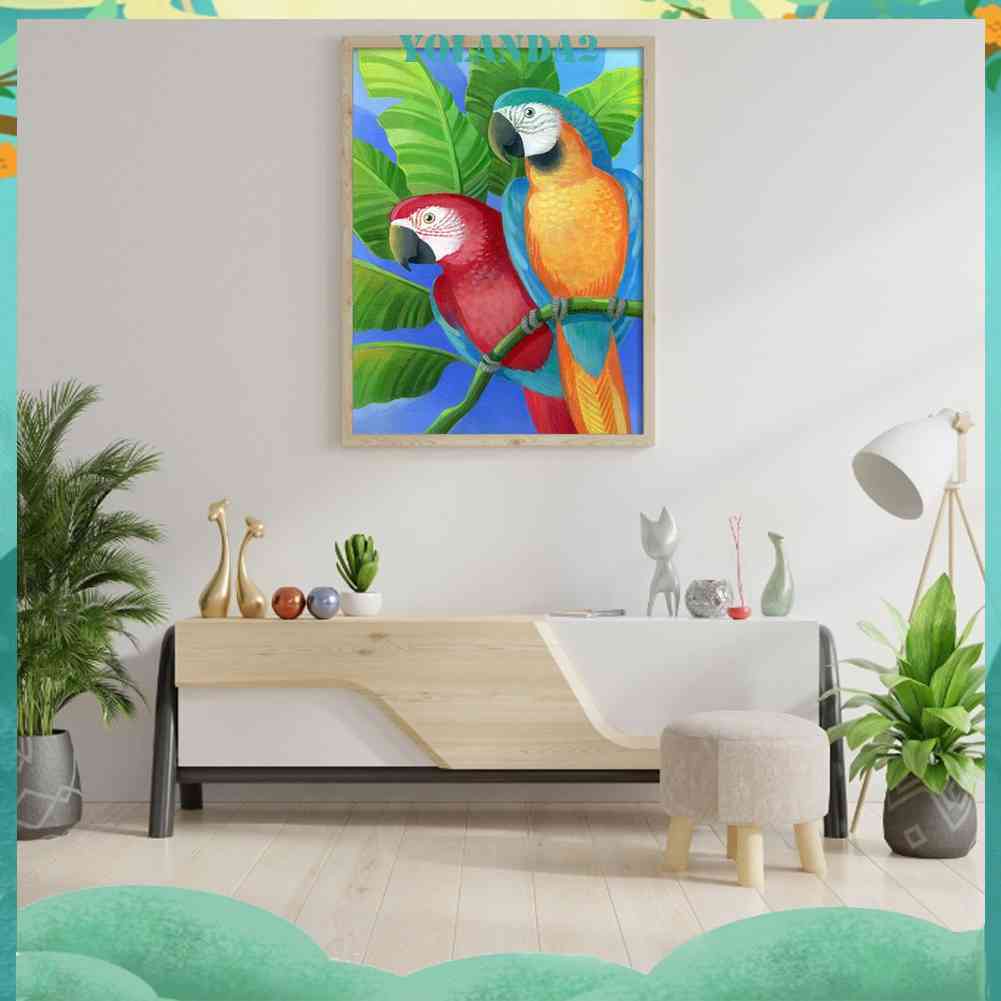 Tranh Đính Đá Kim Cương Toàn Bộ 5D DIY Hình Hai Chú Vẹt