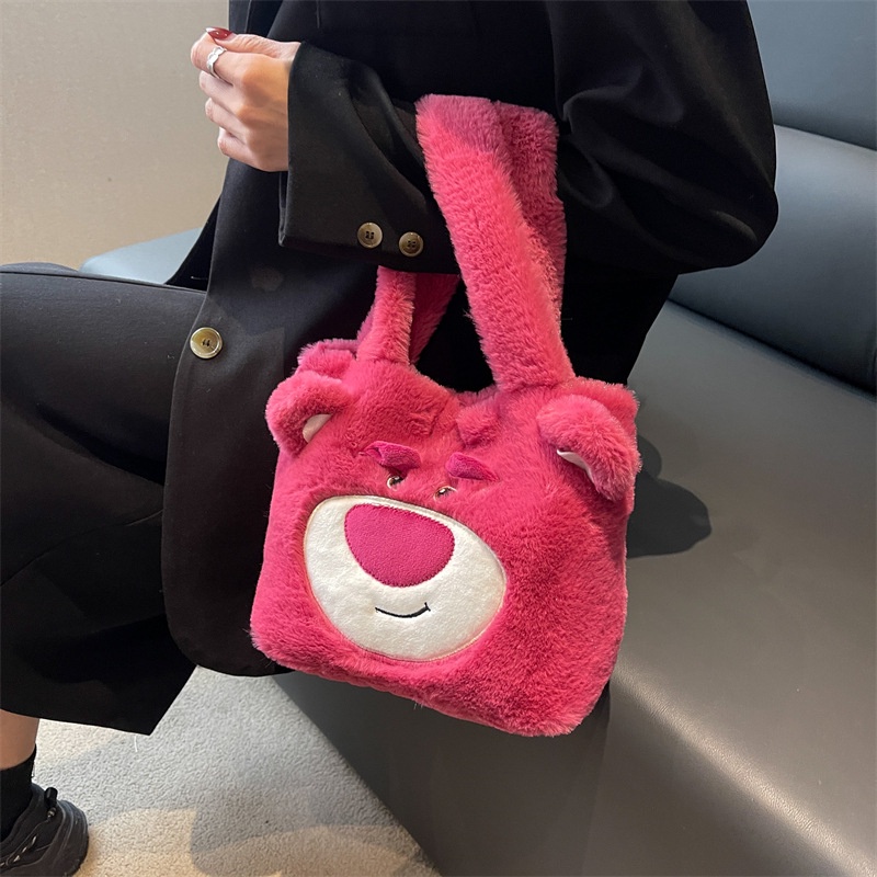 Túi Tote Sức Chứa Lớn In Họa Tiết Dâu Tây / Gấu Hoạt Hình Phong Cách Thời Trang Mùa Xuân 2023