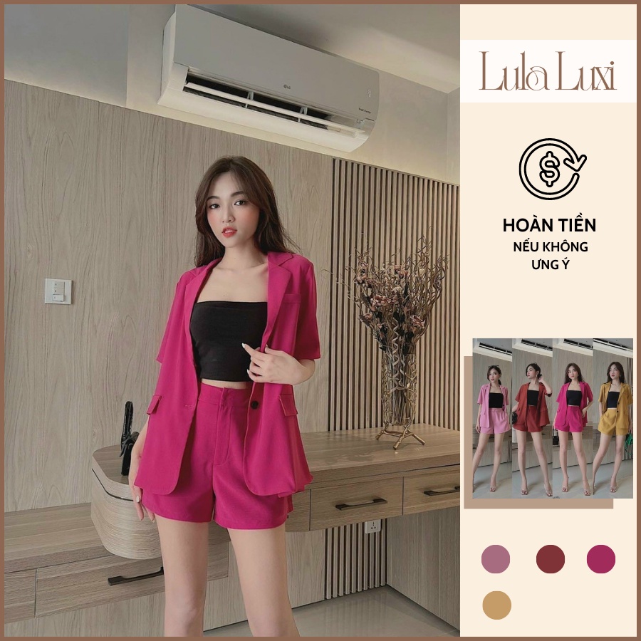 Set Áo Vest Blazer Tay Ngắn Và Quần Đùi Bộ Đồ Cộc Tay Phong Cách Công Sở Sành Điệu Mặc Đi Làm Hot Trend Lula Luxi 147