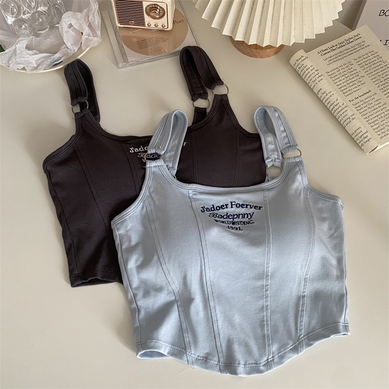 Áo croptop 2 dây không tay 4 màu tùy chọn thời trang quyến rũ cho nữ