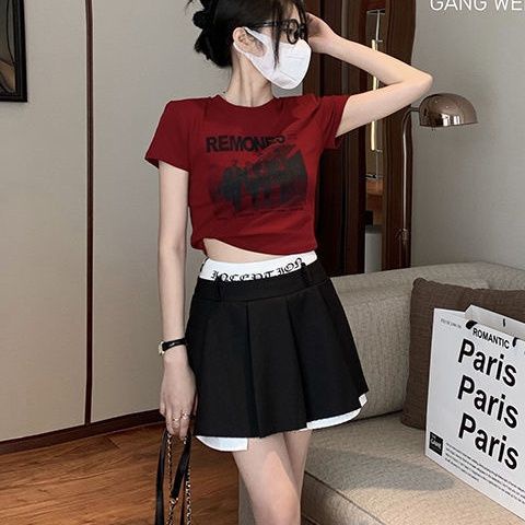 Áo Thun COZOKC Tay Ngắn Hở Rốn In Họa Tiết Thời Trang