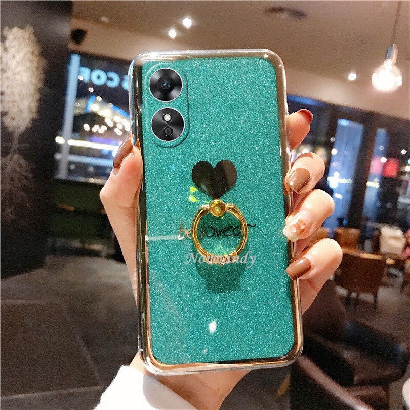 Ốp Điện Thoại Cứng Trang Trí Kim Tuyến Viền Mạ Vàng Hình Trái Tim Cho OPPO A78 Reno8 T Reno 8T 5G 4G 2023