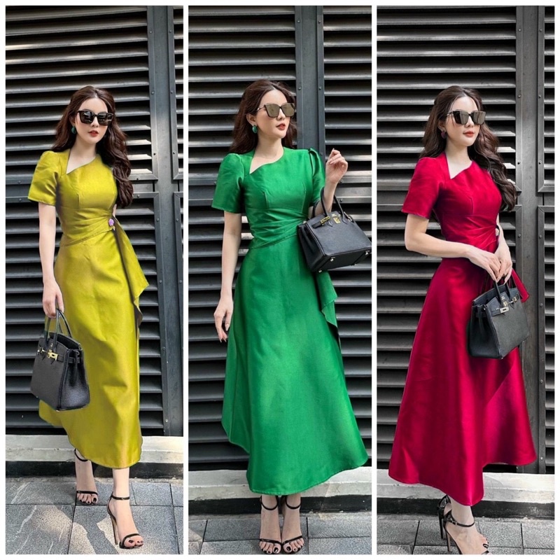 SIZE> 62KG ĐẦM CỔ XÉO XẾP LY PHỐI BÈO