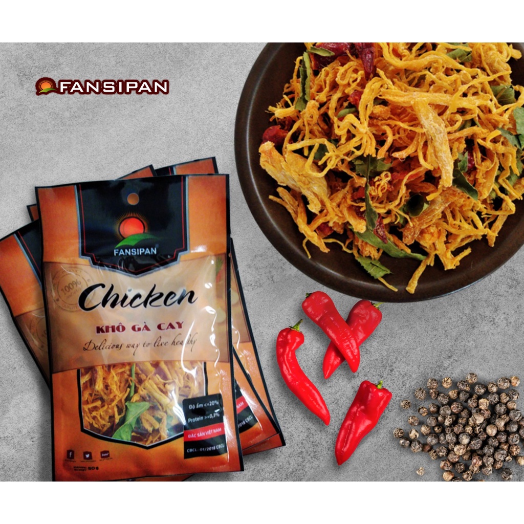 Khô Gà Lá Chanh Chính Hãng Fansipan Gói 50g Thơm Ngon Đảm Bảo Vệ Sinh, Ăn Vặt NaNa