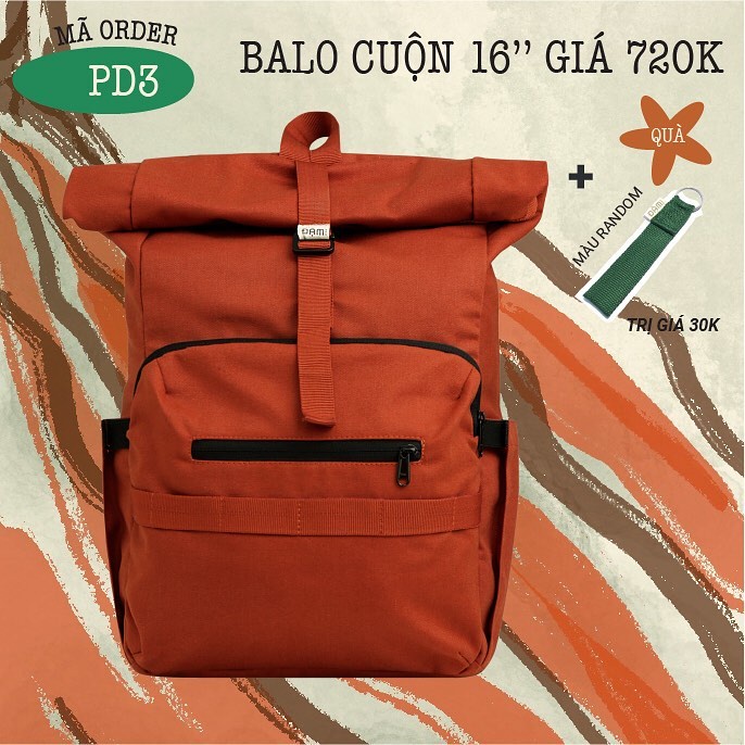 Balo CUỘN - Backpack - gạch/đen