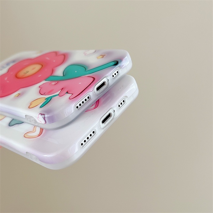 Ốp Điện Thoại Tpu Dẻo Họa Tiết Hoa &amp; Gấu Đơn Giản Dễ Thương Chống Sốc Cho iPhone 14 13 12 11 Pro Max