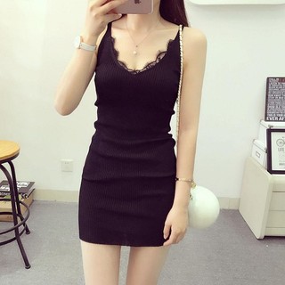 Váy 2 dây len tăm phối ren MS031