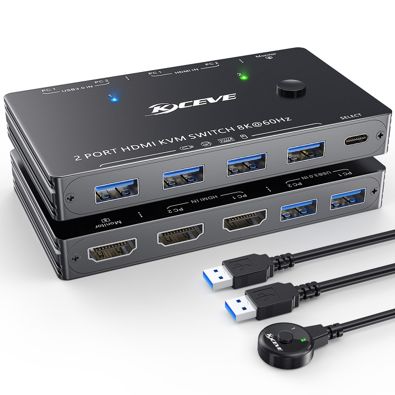 4K USB KVM Switch USB 3.0 Switch HDMI tương thích KVM Switch 2 trong 1 ra 2 PC Chia sẻ bàn phím và c