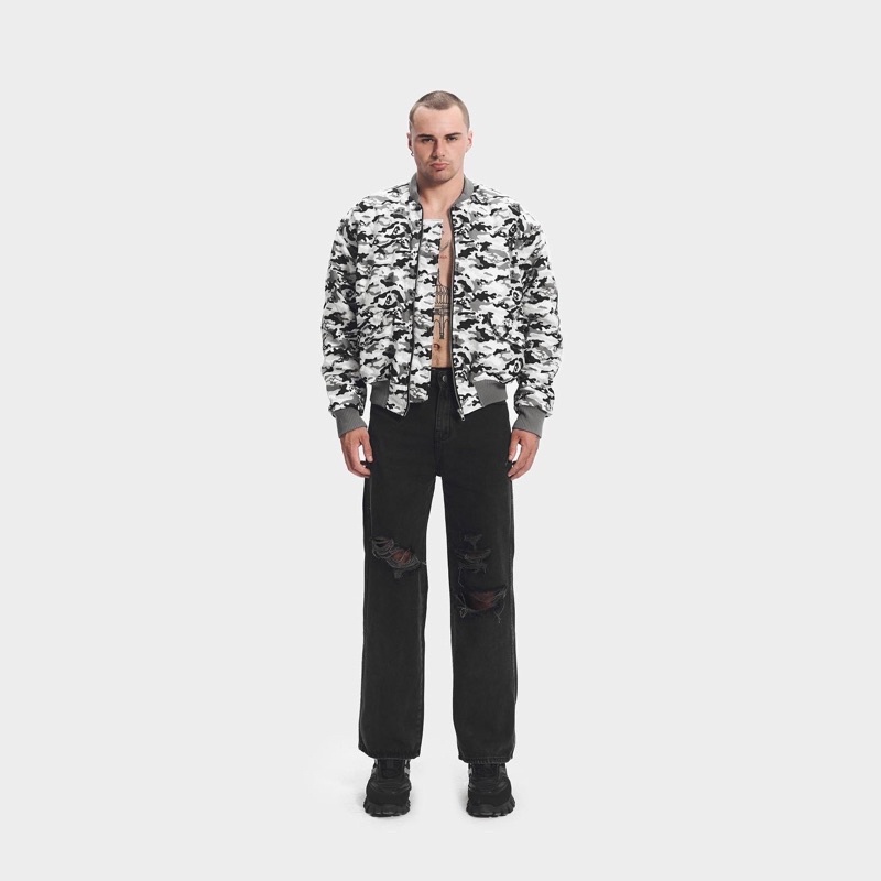 #roiworkshop Áo Khoác Bomber Chần Bông Oversize In Hoạ Tiết Camo