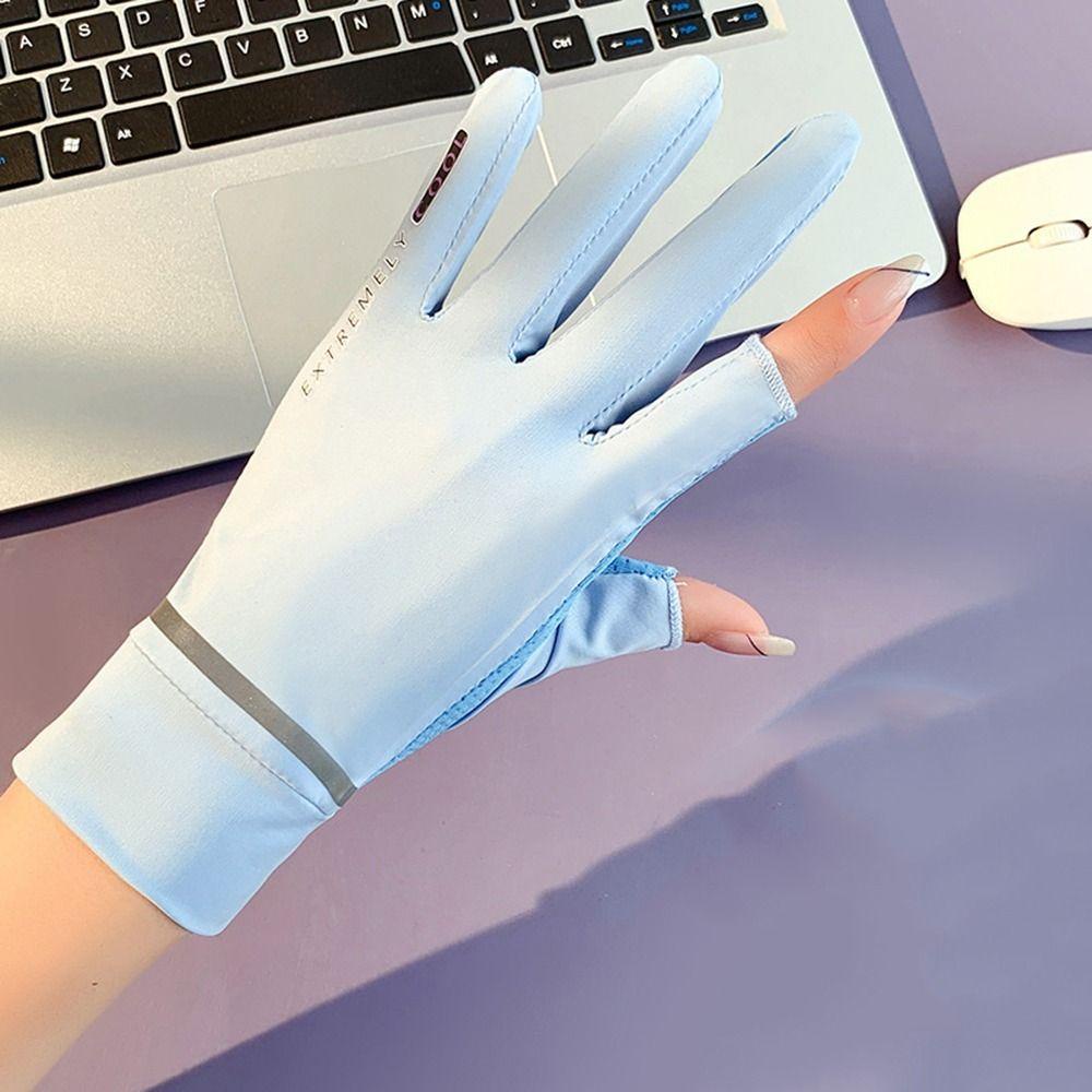 Găng Tay Lái Xe Vải Lụa Lạnh Thoáng Khí Có Thể Chạm Màn Hình Cảm Ứng Cho Nữ