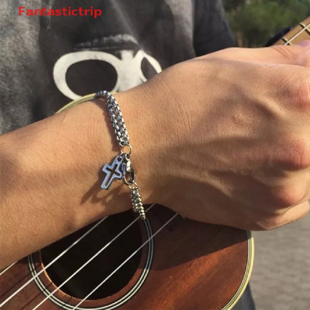 [Fantastictrip] Vòng Tay Dây Xích Đôi Bằng Thép Không Gỉ Có Khóa Càng Cua Thời Trang Punk Hip Hop Đi Tiệc Dành Cho Nam