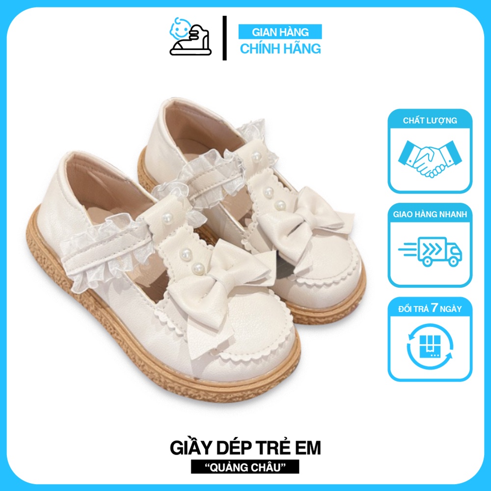 Giày búp bê quai ren đính cho bé gái, sandal cho bé da mềm êm chân phong cách hàn quốc- K025
