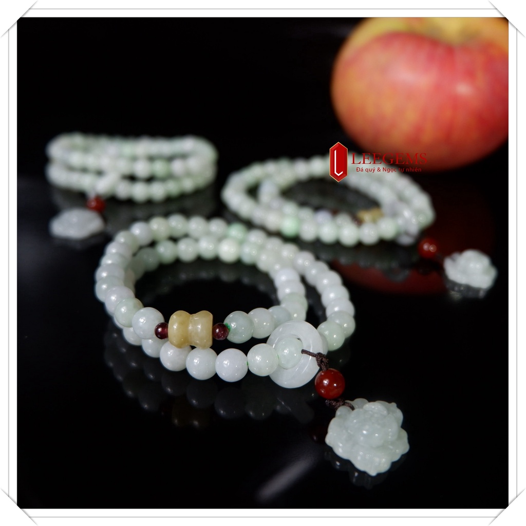 CHUỖI VÒNG TAY NGỌC CẨM THẠCH MIX CHARM SEN NGỌC VẠN PHÚC TRƯỜNG THỌ SIZE HẠT 07 LI DÀNH CHO NỮ TẤT CẢ CÁC MỆNH