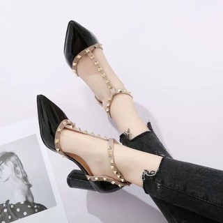 Giày cao gót mũi nhọn đinh tán big size 41,42,43 - ảnh thật
