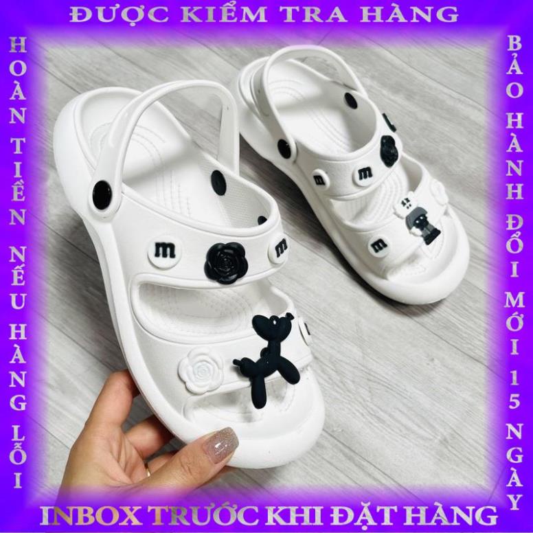 Dép nữ sandal - dép quai ngang nữ đế độn 3cm đầy đủ sticker dễ thương