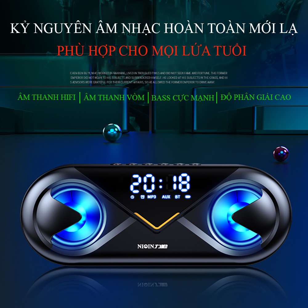 Loa bluetooth mini bass cực căng, loa không dây nghe nhạc âm thanh hifi kết hợp đồng hồ và đèn led nháy theo nhạc. | BigBuy360 - bigbuy360.vn