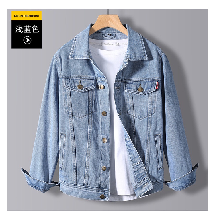 Áo Khoác Denim Mỏng Vừa Vặn Phong Cách Hàn Quốc Cổ Điển Xuân Thu 2022 Kiểu Mới Cho Nam