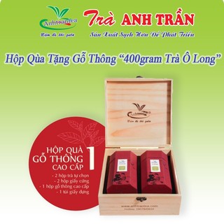 Hộp quà tặng gỗ thông 200g Trà Ô Long thượng hạng