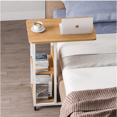 Bàn đầu giường đa năng IGA có bánh xe có thể làm bàn học, bàn ăn - GM22