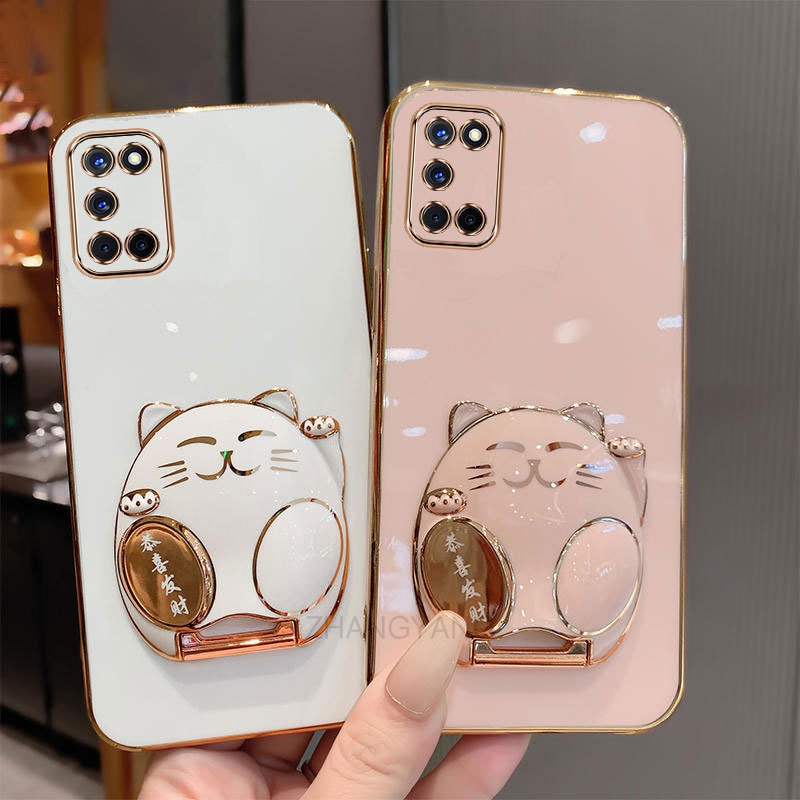 ốp lưng oppo a52 a92 ốp điện thoại TPU Silicon Mềm Họa Tiết Mèo 3D Có Giá Đỡ Cho oppo a52 a92