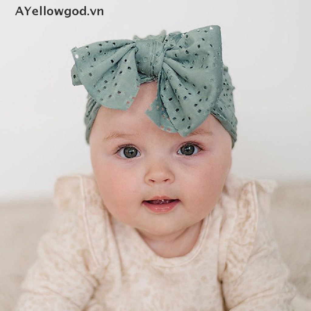 Ayellowgod Mũ Turban Thắt Nơ Mùa Hè Co Giãn Mềm Mại Cho Bé Gái Sơ Sinh.