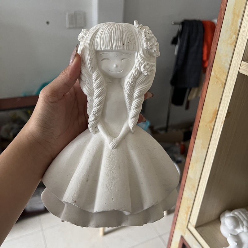 Tô Tượng Thạch Cao Màng Công Chúa Size Đại 18-24cm Kèm Màu Cọ Khay Pha Màu Tượng Thạch Cao Gấu Pooh