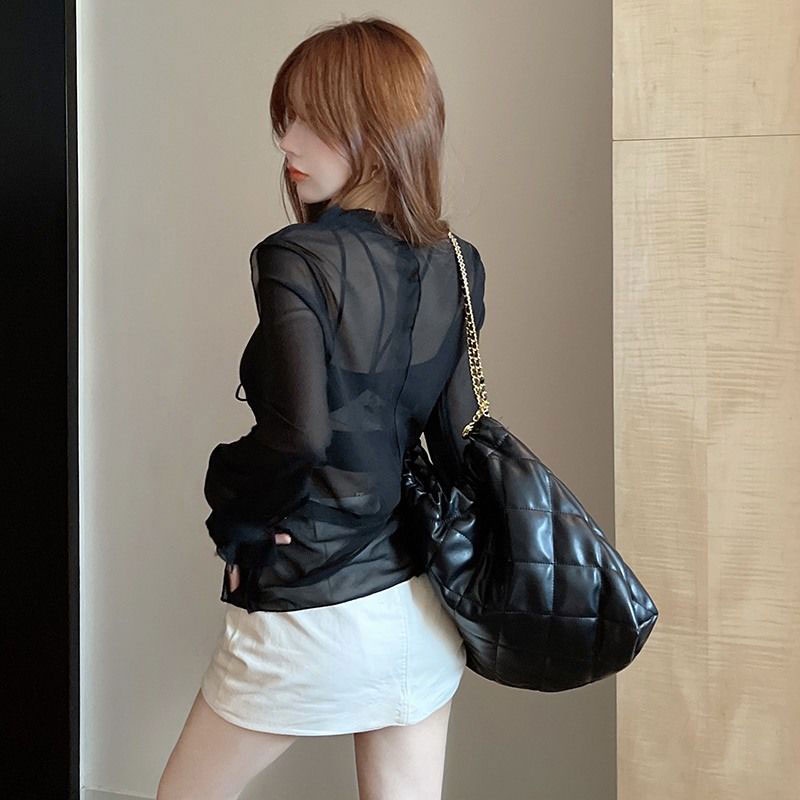 Áo Thun Tay Dài Dáng Rộng Thiết Kế Mới Quyến Rũ Thời Trang Theo Phong Cách Hàn Quốc Cho Nữ