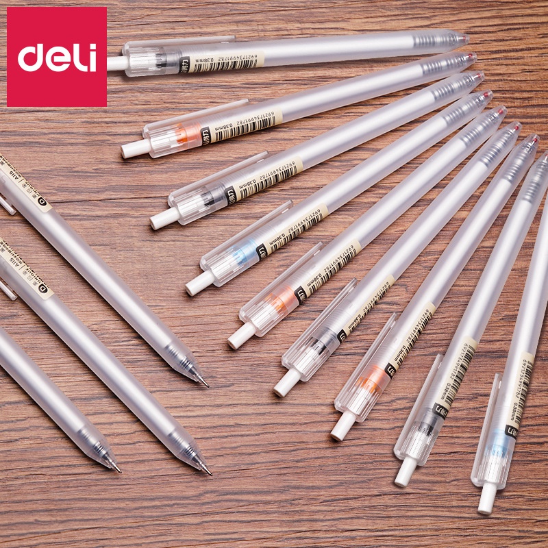 Bút bi gel DELI A115 ngòi 0.38mm mực đen