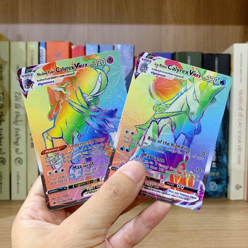 [BÀI IN LẤP LÁNH] 10 Thẻ bài Pokémon TCG Calyrex Vmax (Ice & Shadow Rider) cực mạnh và hiếm