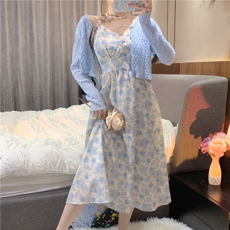 Đầm Hai Dây Mỏng Nhẹ In Họa Tiết Hoa Phong Cách Pháp Thời Trang Mùa Hè Hàng Mới 2022 Dành Cho Bạn Nữ