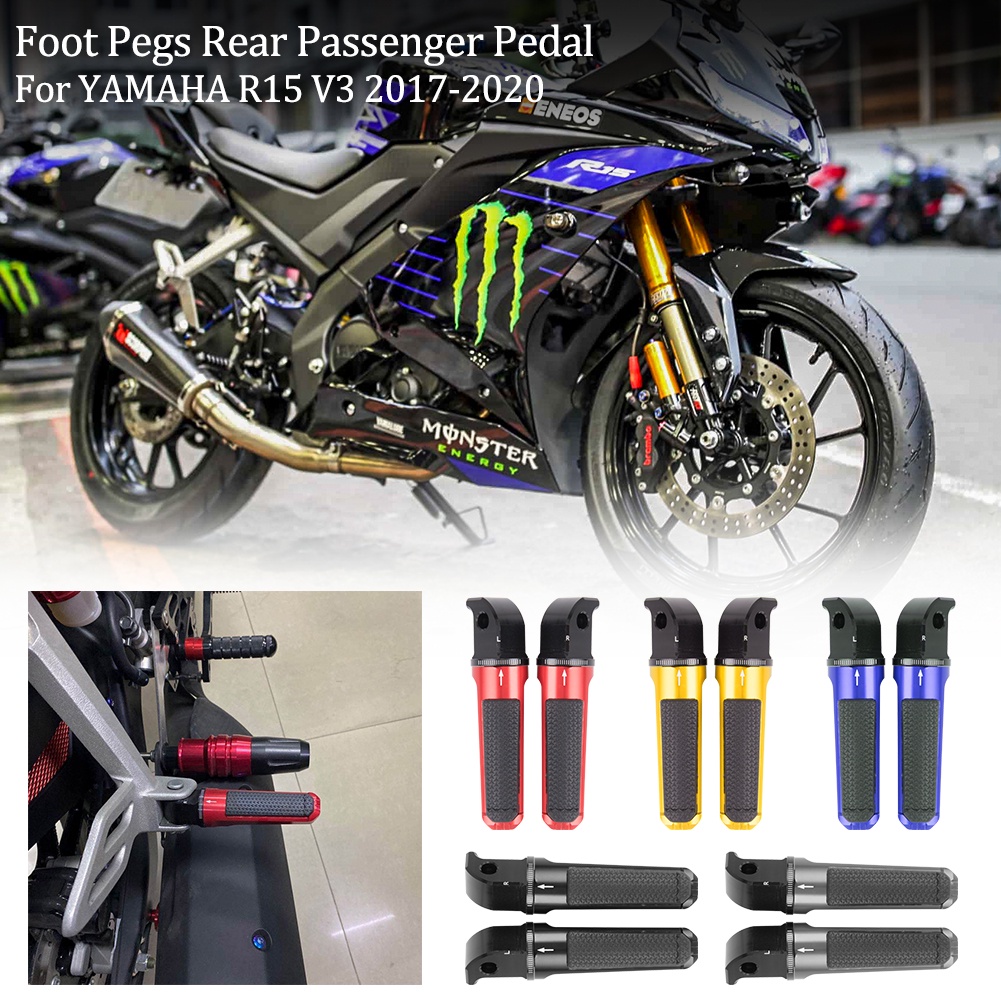 Ljbkoall cho yamaha yzf r15 v3 2017 2018 2019 2020 chốt chân bàn đạp shift footpeg phóng to chỗ để chân hành khách phía sau phụ kiện đệm động cơ