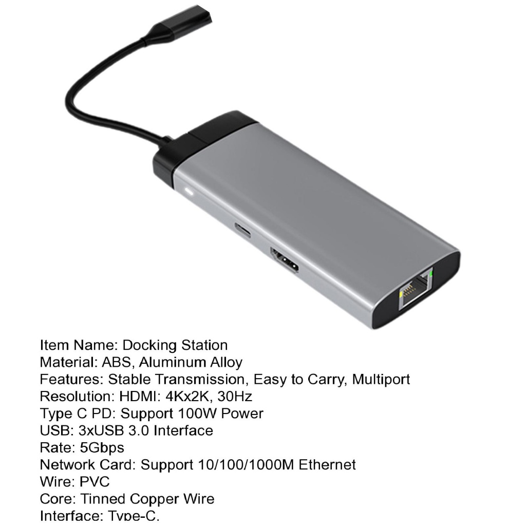 Bộ Chia Dữ Liệu Hoa Hướng Dương PD100W Gigabit Ethernet 4K HDMI 5Gbps Giao Diện USB Type-C Sang USB 3