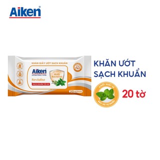 Aiken Khăn Ướt Sạch Khuẩn Chiết Xuất Bạc Hà 20 Tờ