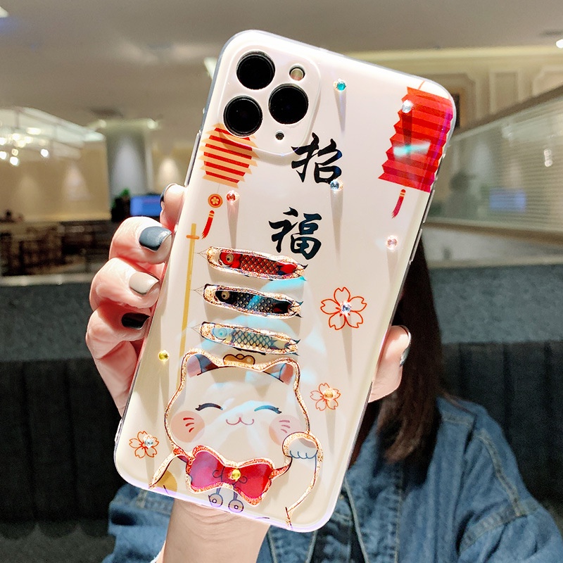 Ốp Lưng Hình Mèo Cầu Tài Nhiều Mẫu Mã Cho Điện Thoại iPhone 7 8 Plus X Xr Xsmax 11 12 13 14 Pro Max