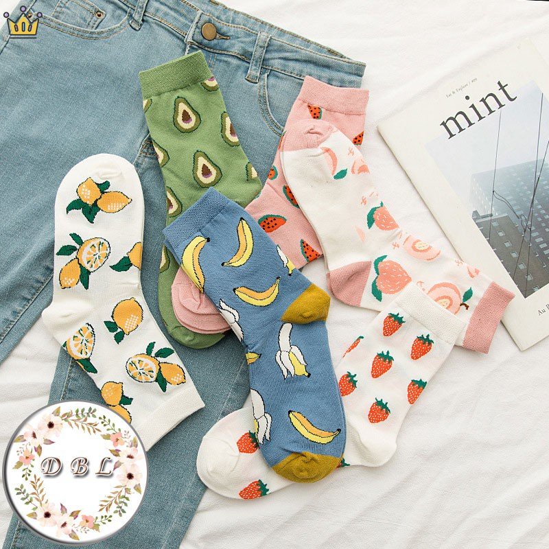 Đôi Vớ Hàn Quốc Họa Tiết Trái Cây Thời Trang Cho Nữ JP5