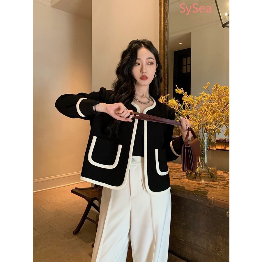 Áo Khoác Màu Đen Thiết Kế Tối Giản Thời Trang Theo Phong Cách Pháp Cho Nữ