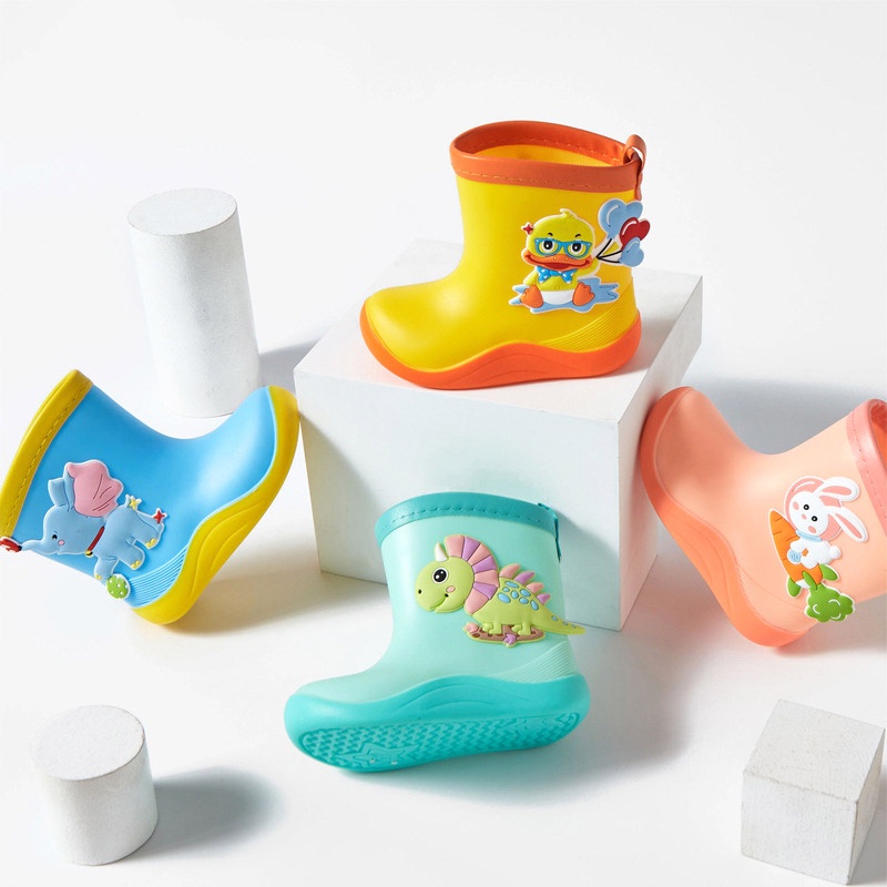 Bololo Giày Bốt Cao Su Đi Mưa Chống Trượt Chống Thấm Nước In Hoạt Hình Dễ Thương Cho Bé