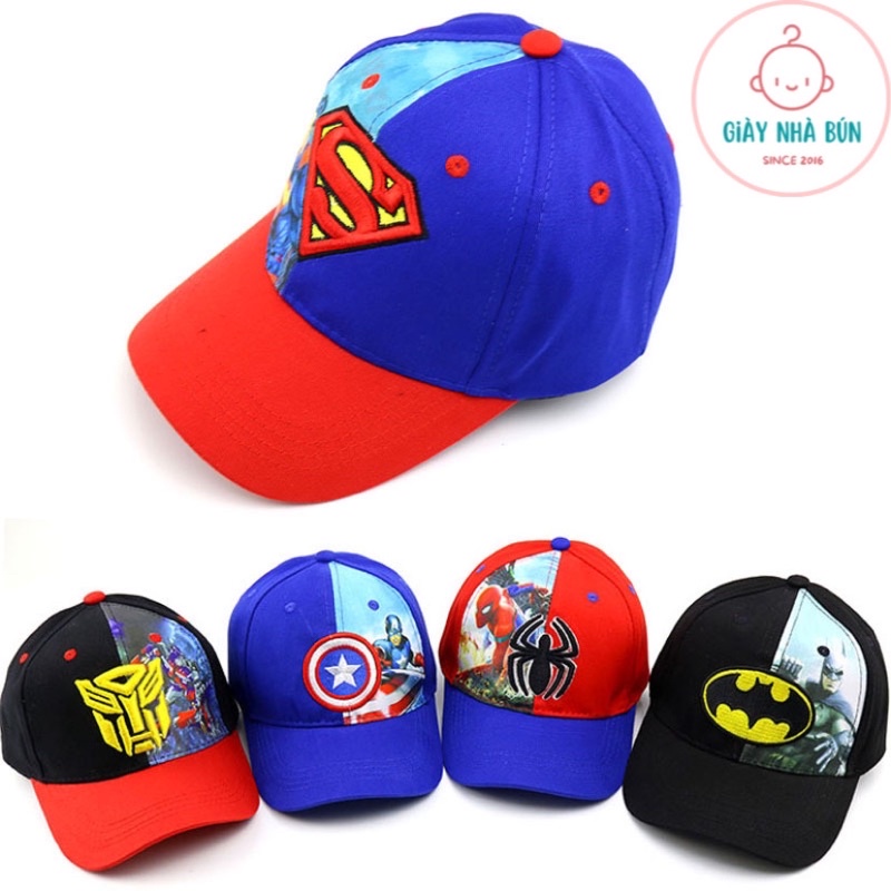Nón kết hình siêu nhân bé trai/bé gái có quai sau điều chỉnh size 3-10 tuổi