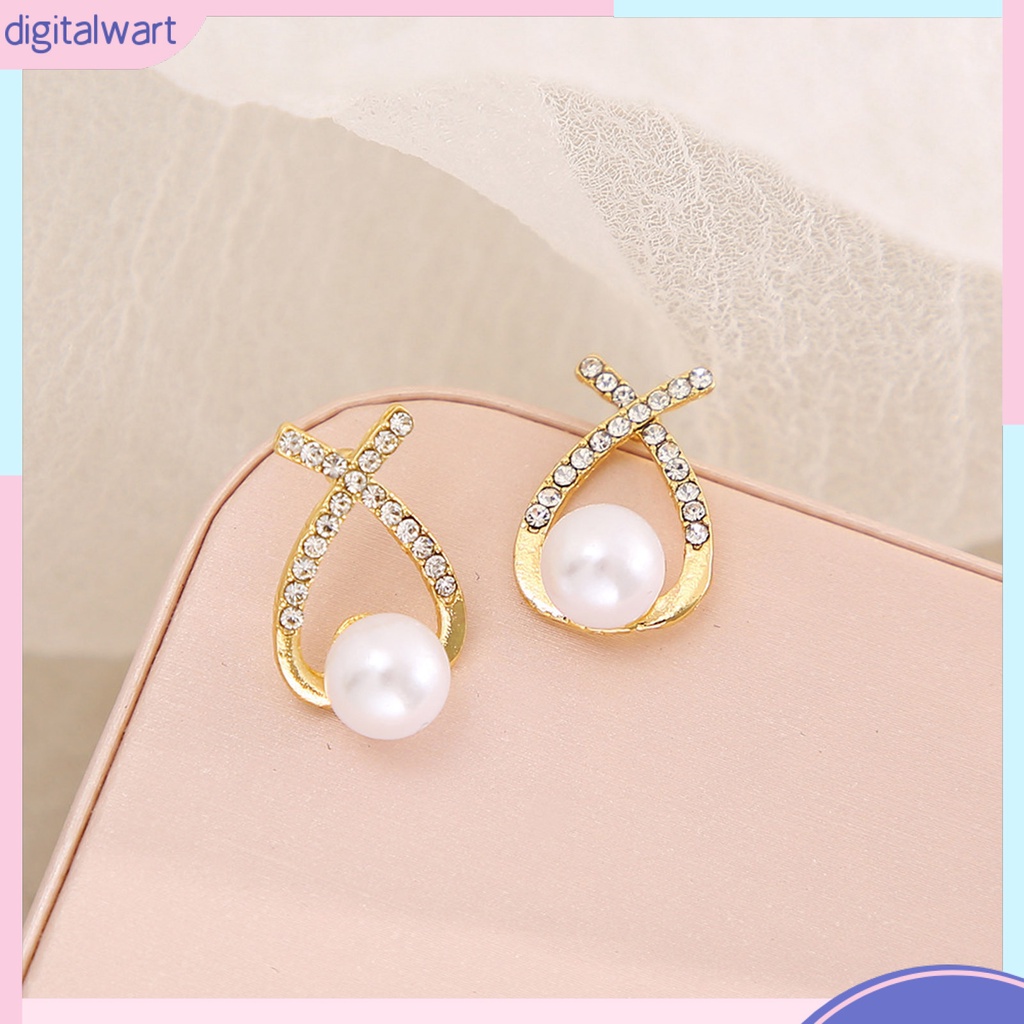 1 Đôi Bông Tai Mạ Vàng Không Gây Dị Ứng Đính Ngọc Trai Giả Phong Cách Pháp Cổ Điển Thời Trang Cho Nữ