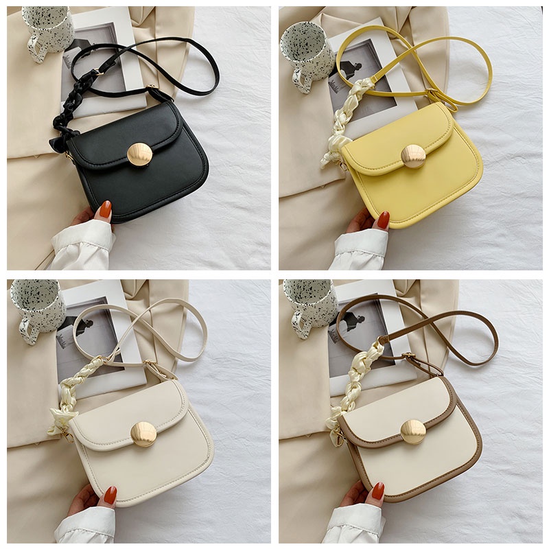 Ck Túi Đeo Chéo Da PU Dáng Vuông Nhỏ Màu Trơn Thời Trang Hàn Quốc